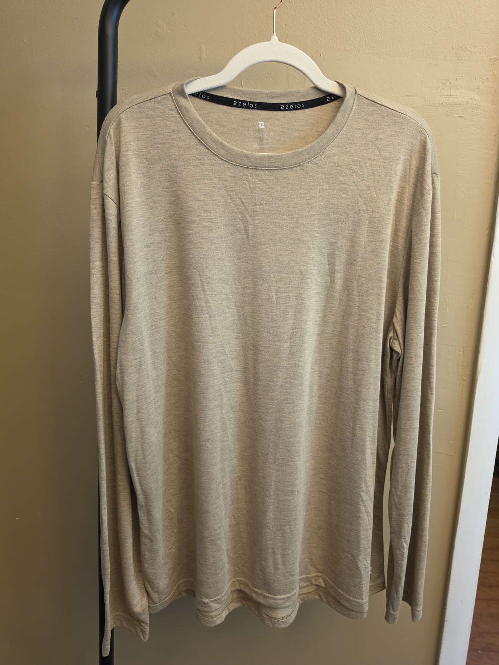 Zelos Men’s Long Sleeve Crewneck Shirt - Taupe Size L